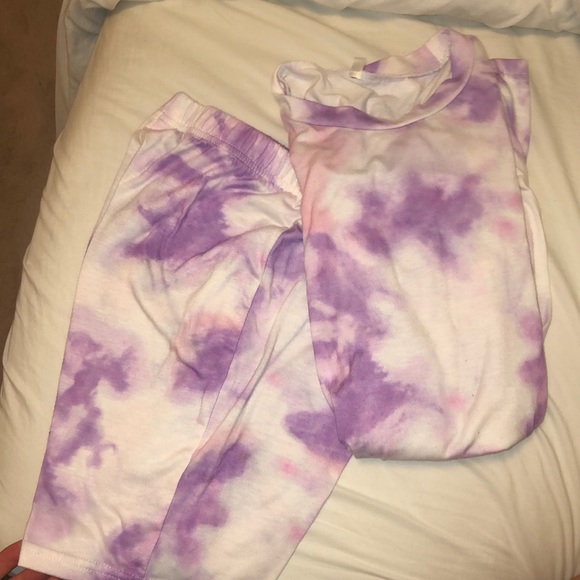 purple tie dye biker shorts big tee set - Picture 1 of 2